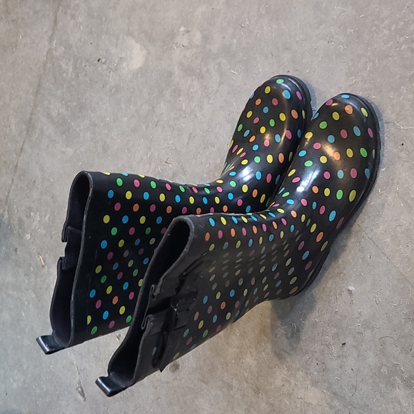 Capelli of New York Shoes - Capelli Black with rainbow polka dot rainboots